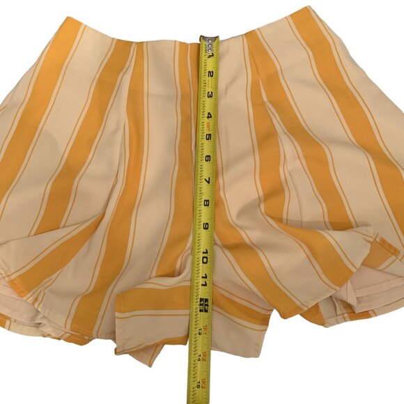 Shorts Wide Leg High Waist Zips Lined Yellow White Stripes Dressy Juniors Small - Picture 8 of 12